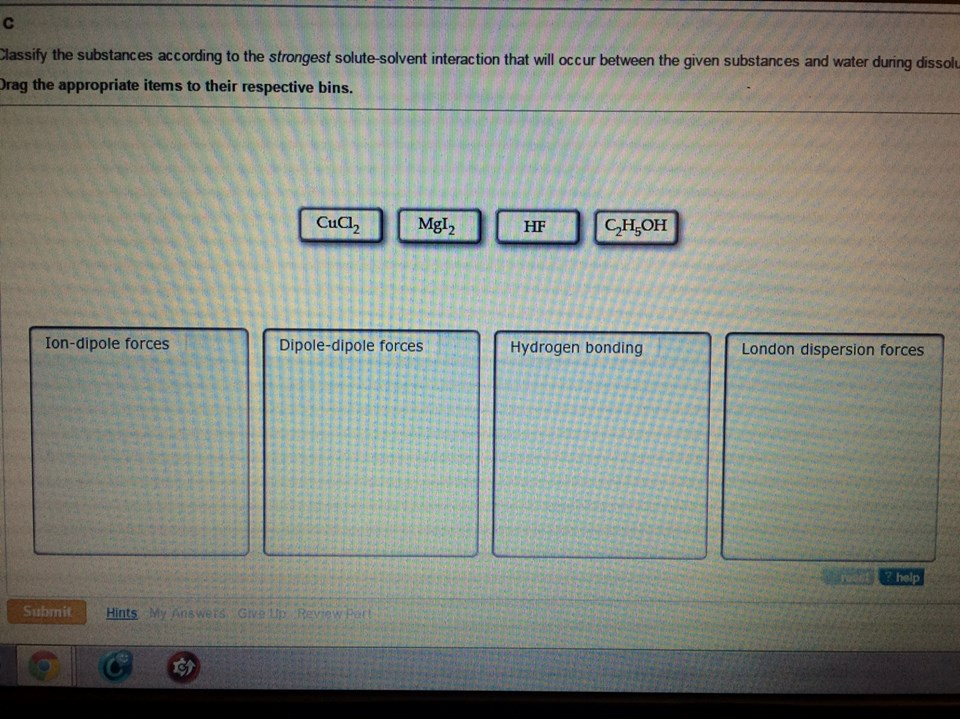 Solved Classify the substances according to the strongest