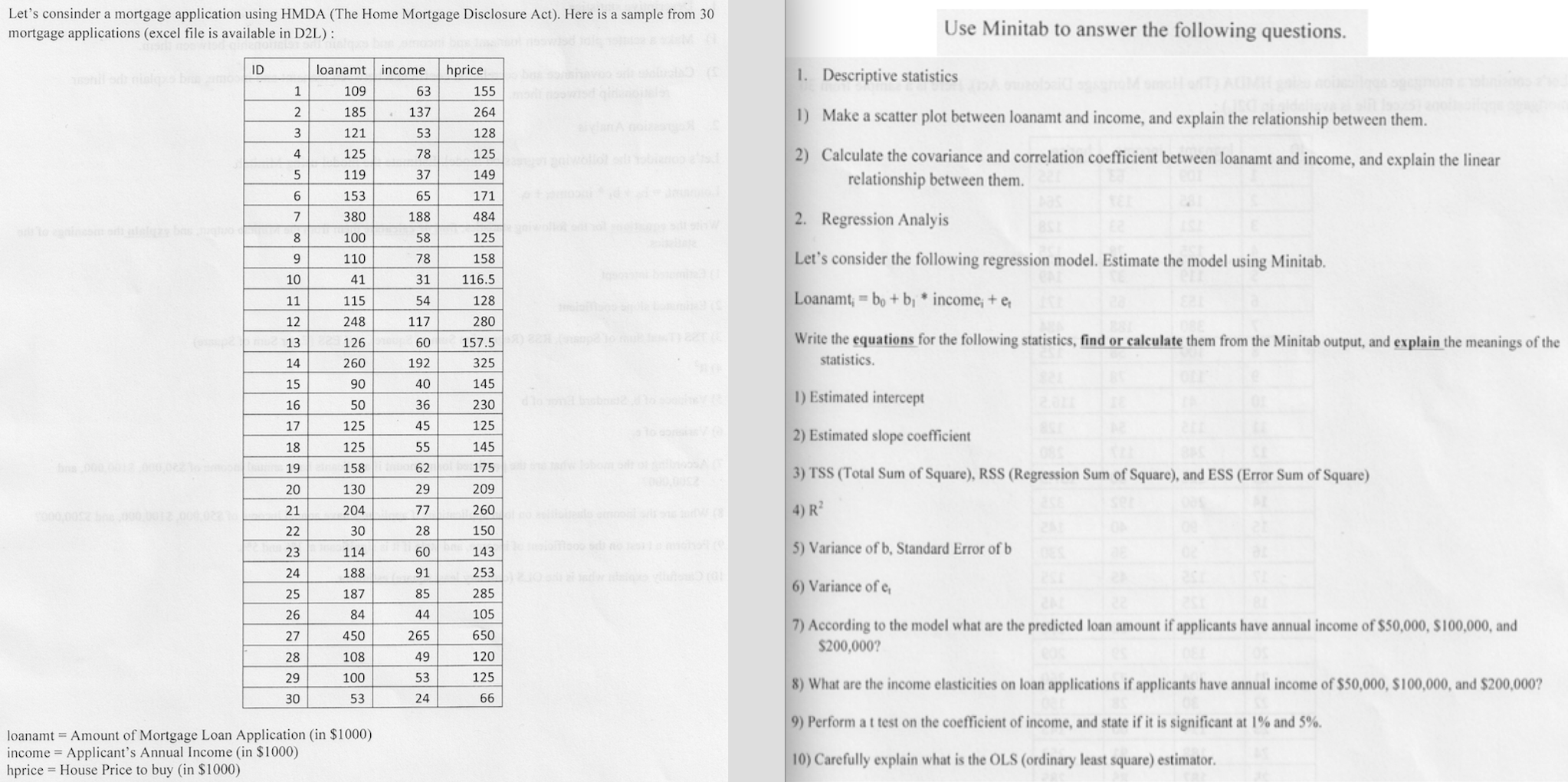 Solved Let's consider a mortgage application using HMDA (The | Chegg.com
