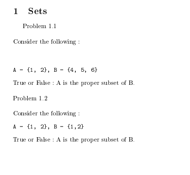 Solved 1 Sets Problem 1.1 Consider the following A 1, 2, B | Chegg.com