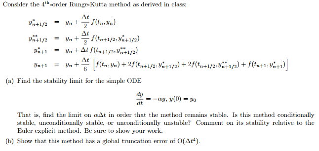 1 Consider The 4th order Runge Kutta Method As Chegg