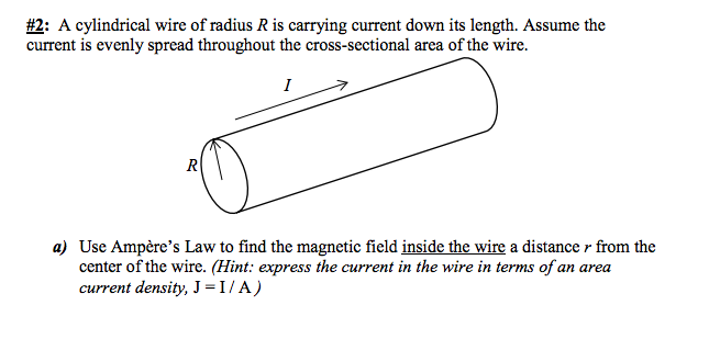 Solved A Cylindrical Wire Of Radius R Is Carrying Current | Chegg.com