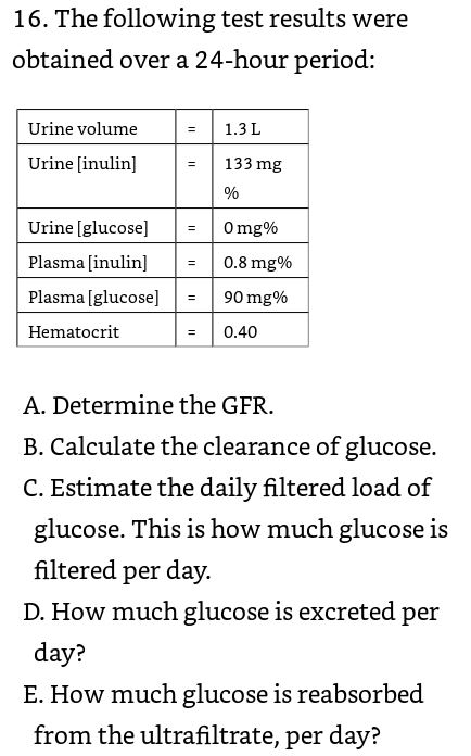 Solved 16. The following test results were obtained over a | Chegg.com