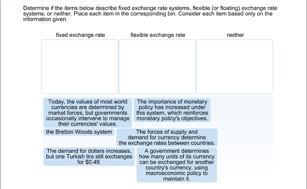 Solved Determine If The Items Below Describe Fixed Exchange Chegg