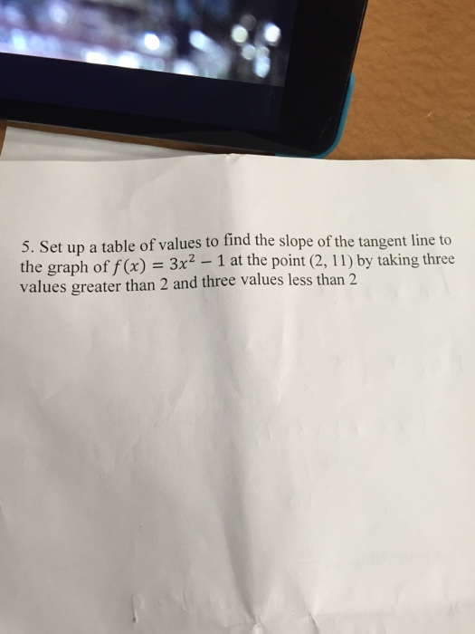 solved-5-set-up-a-table-of-values-to-find-the-slope-of-the-chegg