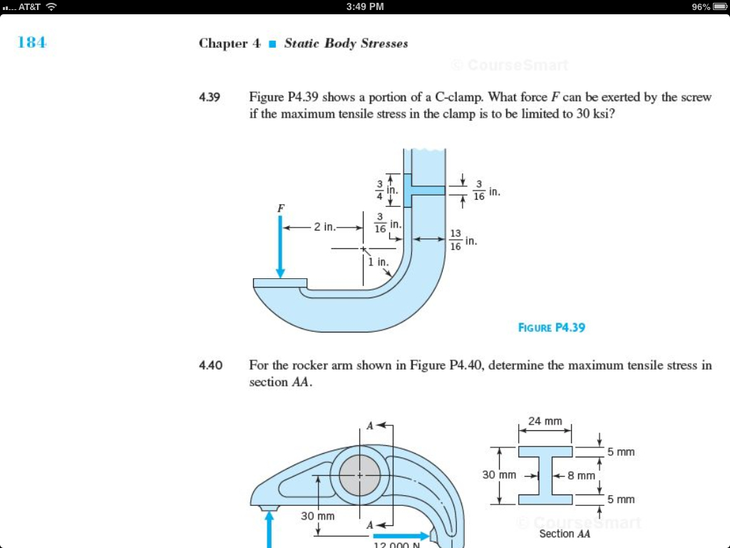 Figure P4.39 shows a portion of a Cclamp. What force