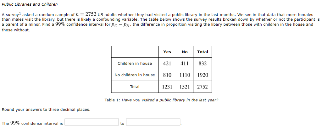 Solved Public Libraries and Children A survey! asked a | Chegg.com