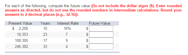 Solved For Each Of The Following Compute The Future Value Chegg Solved For Each Of The Following Compute The Future Value Chegg