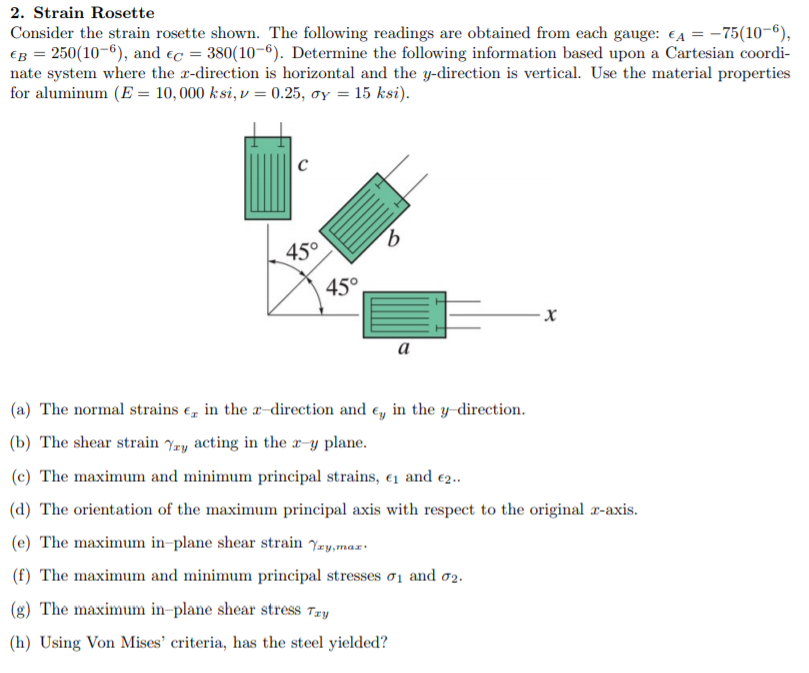 Solved 2. Strain Rosette Consider The Strain Rosette | Chegg.com