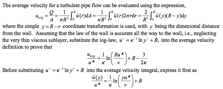 Solved The average velocity for a turbulent pipe flow can be | Chegg.com