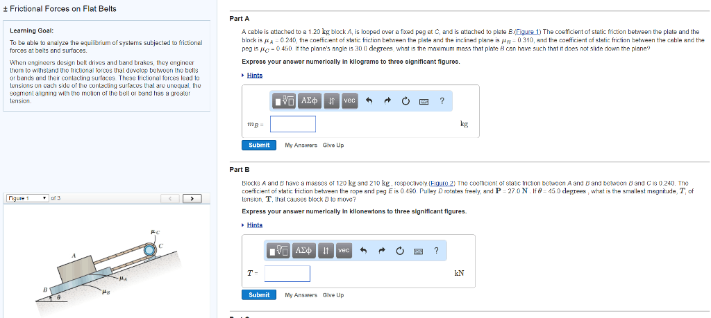 Solved ± Frictional Forces on Flat Belts Part A Learning | Chegg.com