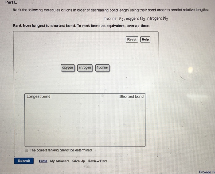Solved Rank the following series of molecules or ions in | Chegg.com
