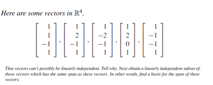 Vector In R4 Solved Here are some vectors in R4. -2 Thse vectors can't | Chegg.com