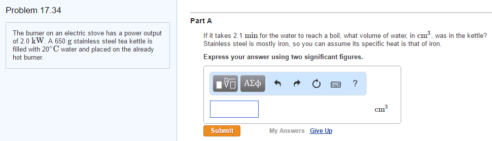 Solved Problem 17.34 The burner on an electric stove has a | Chegg.com