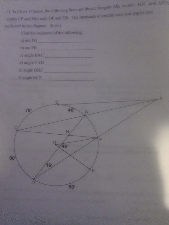 Solved In Circle O Below. The Following Lines Are Drawn: | Chegg.com