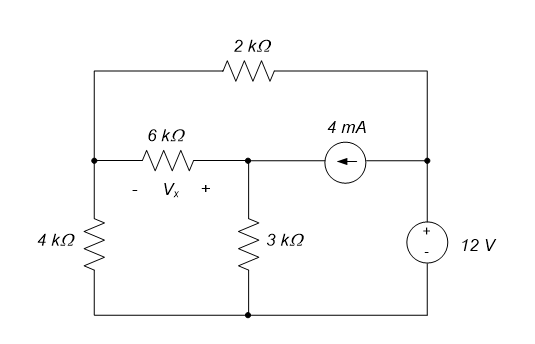 Solved Use mesh analysis to determine the voltage Vx in the | Chegg.com