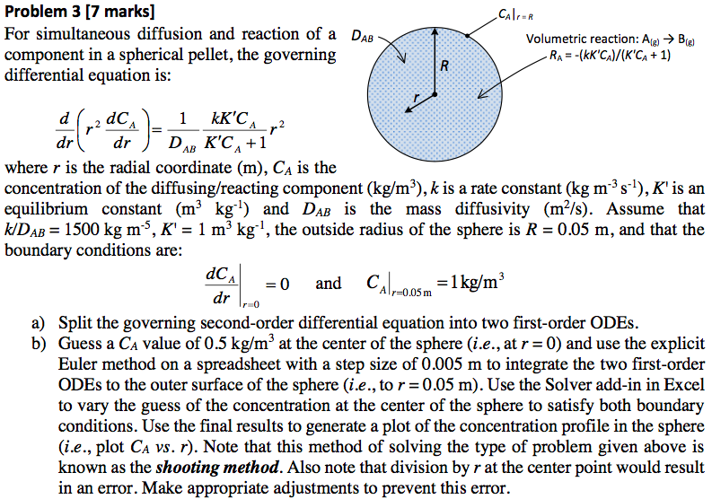 Problem 3 [7 Marks] For Simultaneous Diffusion And... | Chegg.com