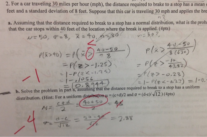 Solved For a car traveling 30 miles per hour mph the Chegg