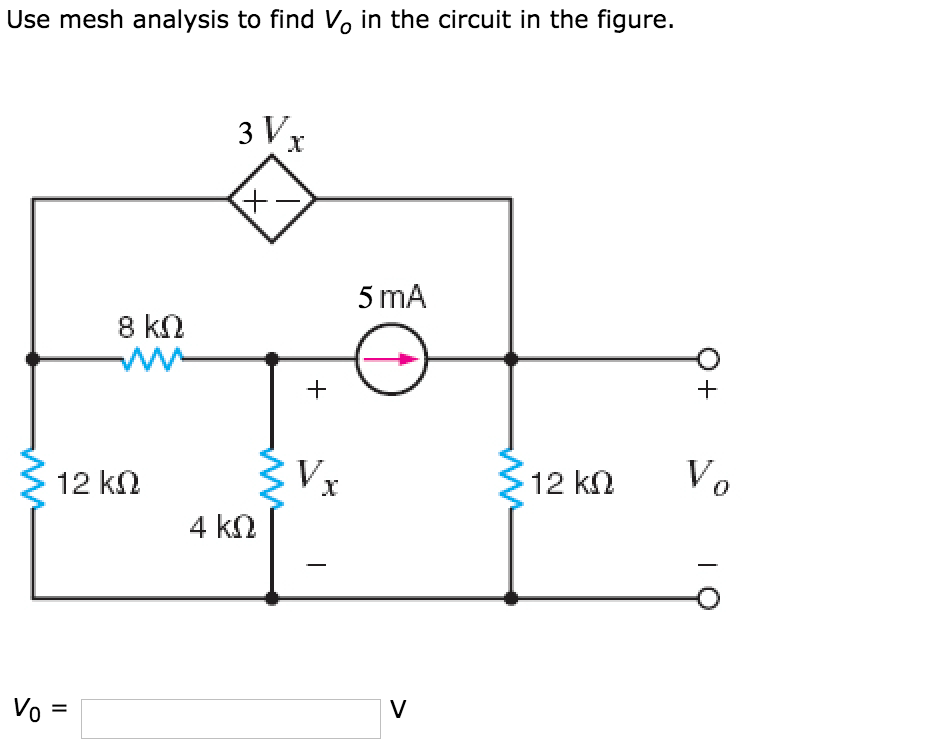 Solved Use mesh analysis to find Vo in the circuit in the | Chegg.com