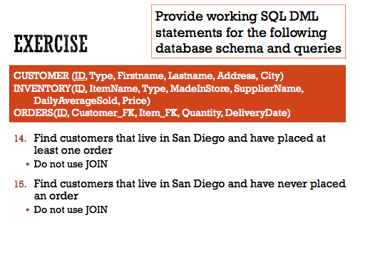 Solved Provide working SQL DML statements for the following | Chegg.com