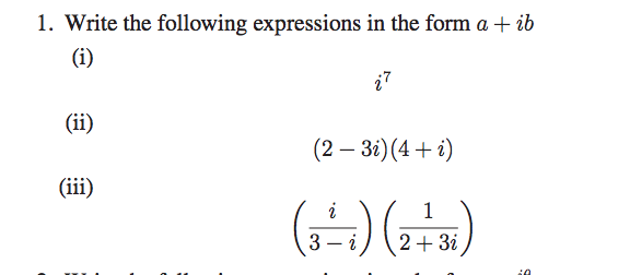 Solved 1. Write the following expressions in the form a ib | Chegg.com