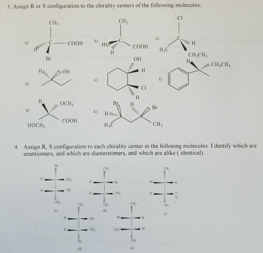 assign r s configuration to the following molecule
