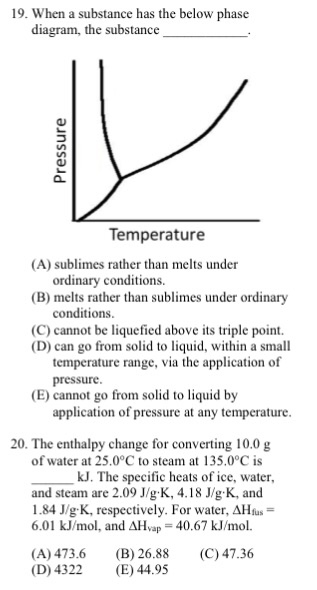 Solved When A Substance Has The Below Phase Diagram, The 