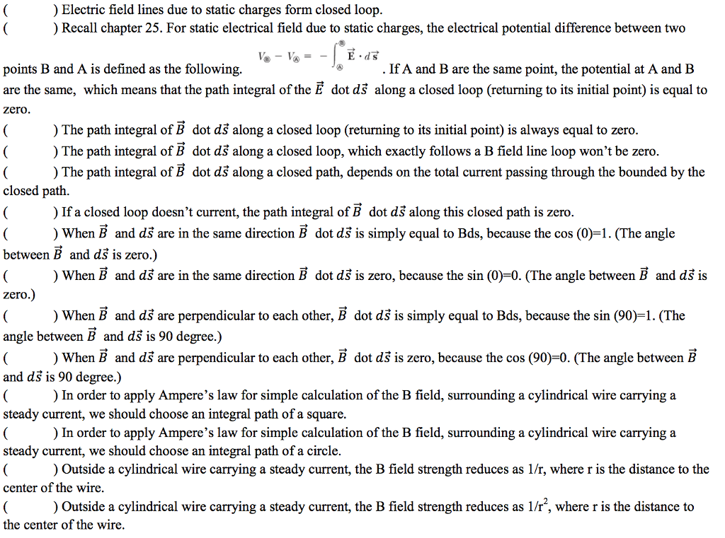 Solved ) Electric field lines due to static charges form | Chegg.com