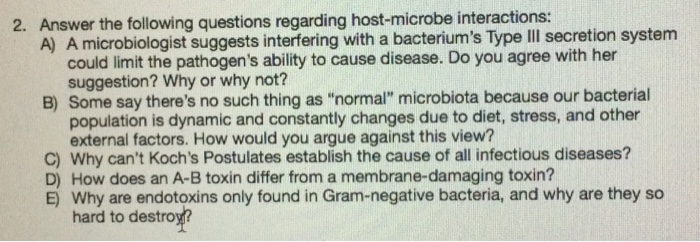 Solved Answer the following questions regarding host-microbe | Chegg.com