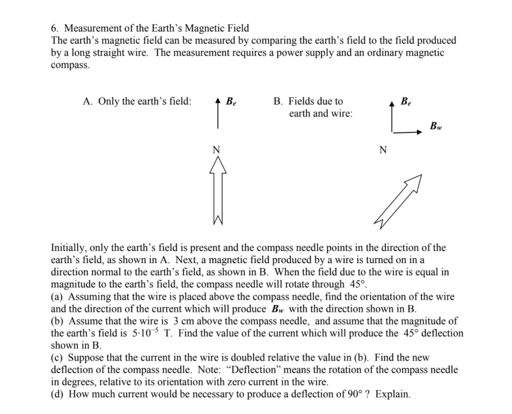 Solved 6. Measurement Of The Earth's Magnetic Field The | Chegg.com