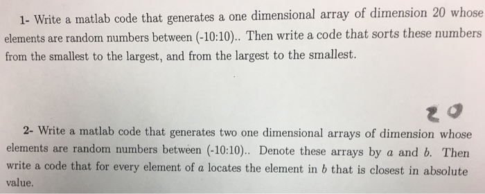 Solved Write a matlab code that generates a one dimensional | Chegg.com