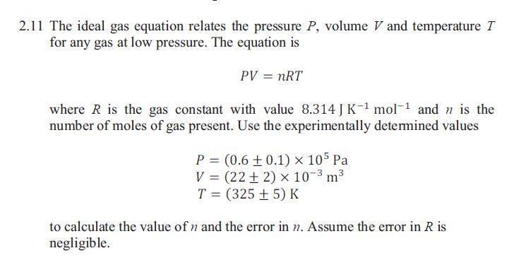 solved-2-11-the-ideal-gas-equation-relates-the-pressure-p-chegg