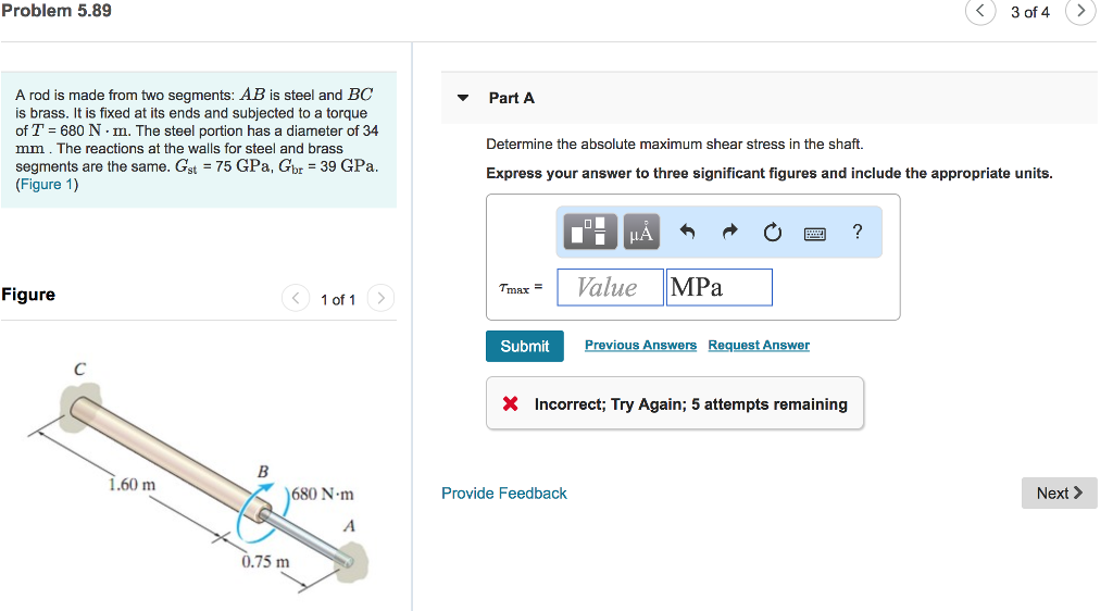 Solved Problem 5.89 A rod is made from two segments: AB is | Chegg.com