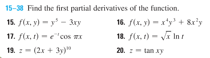 Solved 15 38 Find The First Partial Derivatives Of The 4098