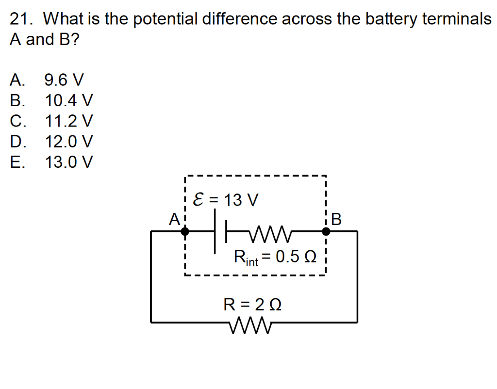 Solved 21. What is the potential difference across the | Chegg.com