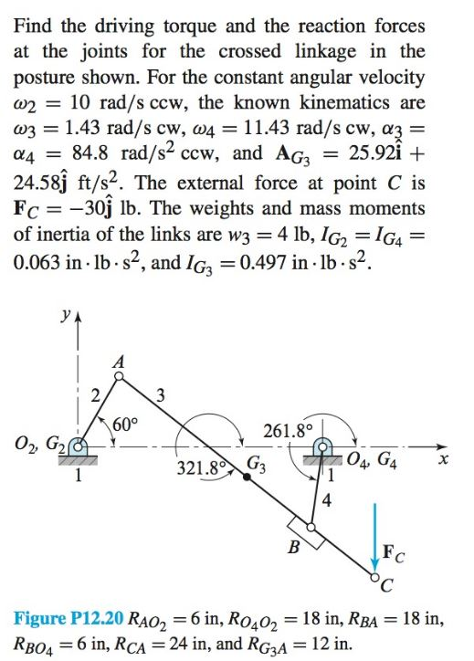 Solved Find The Driving Torque And The Reaction Forces At | Chegg.com