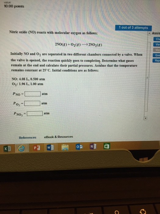 Solved Nitric oxide (NO) reacts with molecular oxygen as | Chegg.com