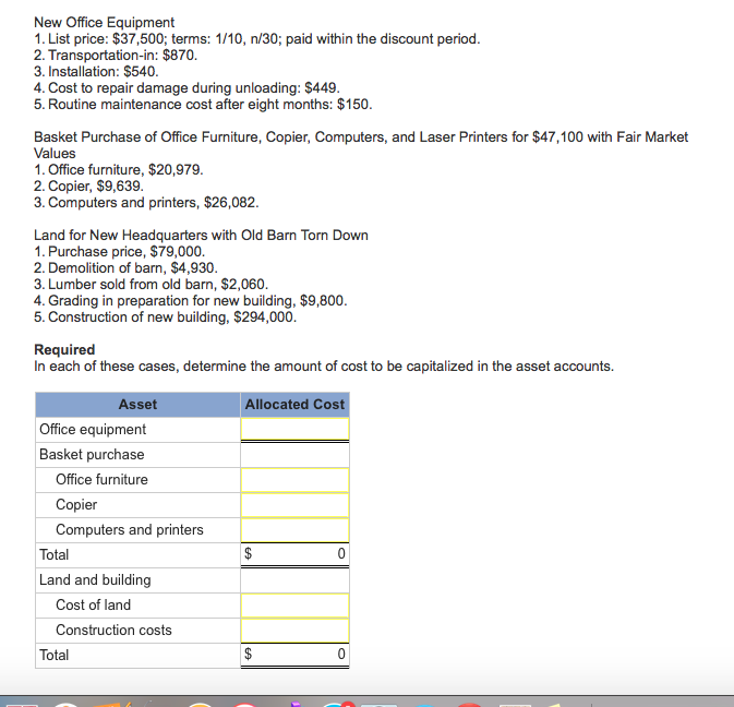 Solved New Office Equipment List Price 37 500 Terms Chegg