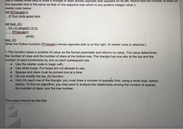 Solved use a nested write loop to draw a triangle or stars | Chegg.com