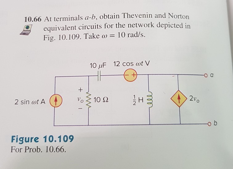 Solved 10.66 At Terminals A-b, Obtain Thevenin And Norto | Chegg.com