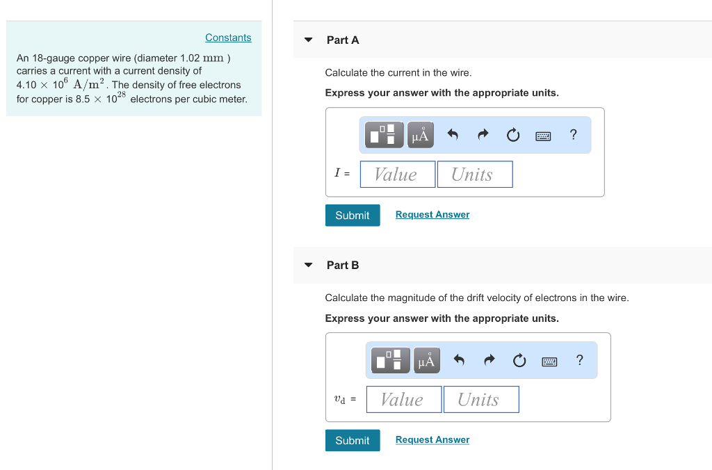 Solved Constants Part A An 18gauge copper wire (diameter