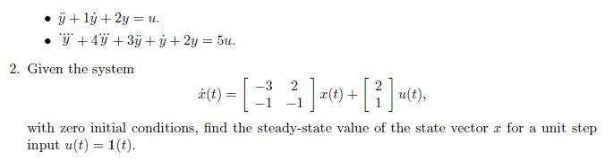 Solved 1. Obtain state space representations for the | Chegg.com