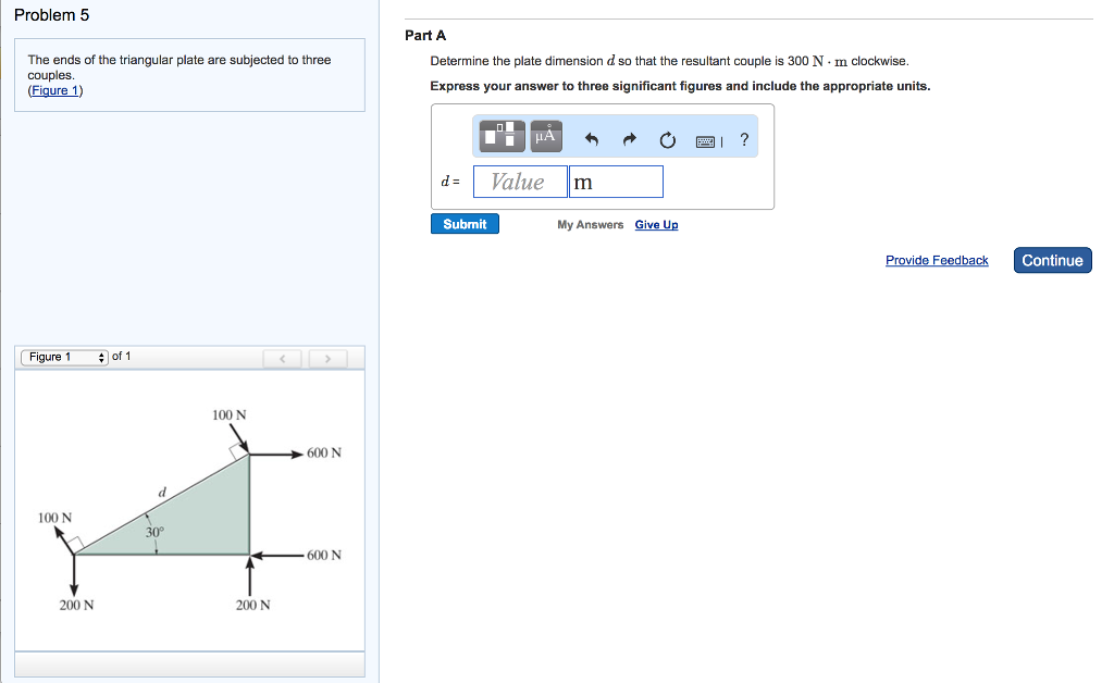 Solved The ends of the triangular plate are subjected to | Chegg.com