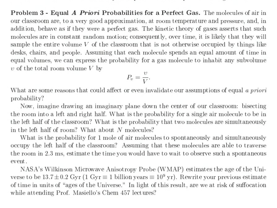 Solved Problem 3 Equal A Priori Probabilities For A Chegg