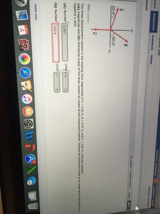 Solved The three displacement vectors in the drawing have