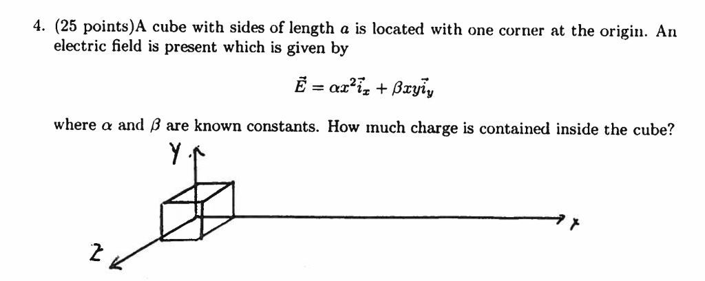 Solved A cube with sides of length a is located with one | Chegg.com