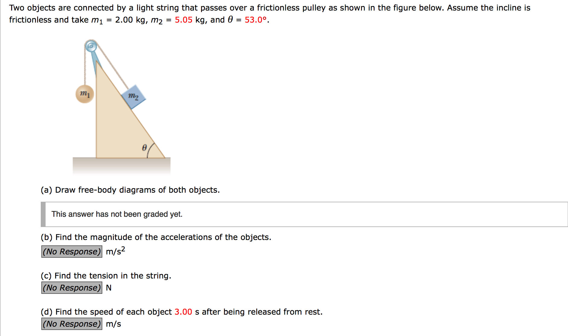 Solved Two Objects Are Connected By A Light String That Chegg Com