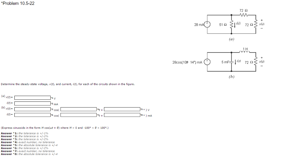 Solved Determine the steady-state voltage, v(t), and | Chegg.com