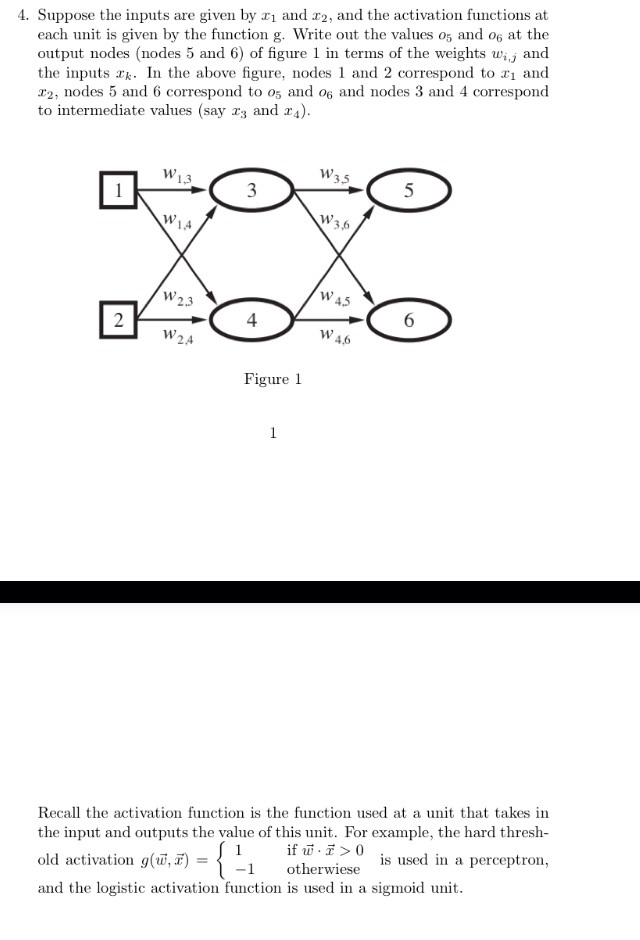 Solved Finding the output values for an activation function | Chegg.com
