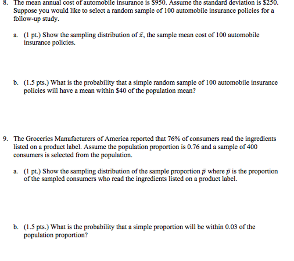 solved-the-mean-annual-cost-of-automobile-insurance-is-950-chegg