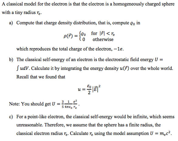 A classical modal for the electron is that the | Chegg.com